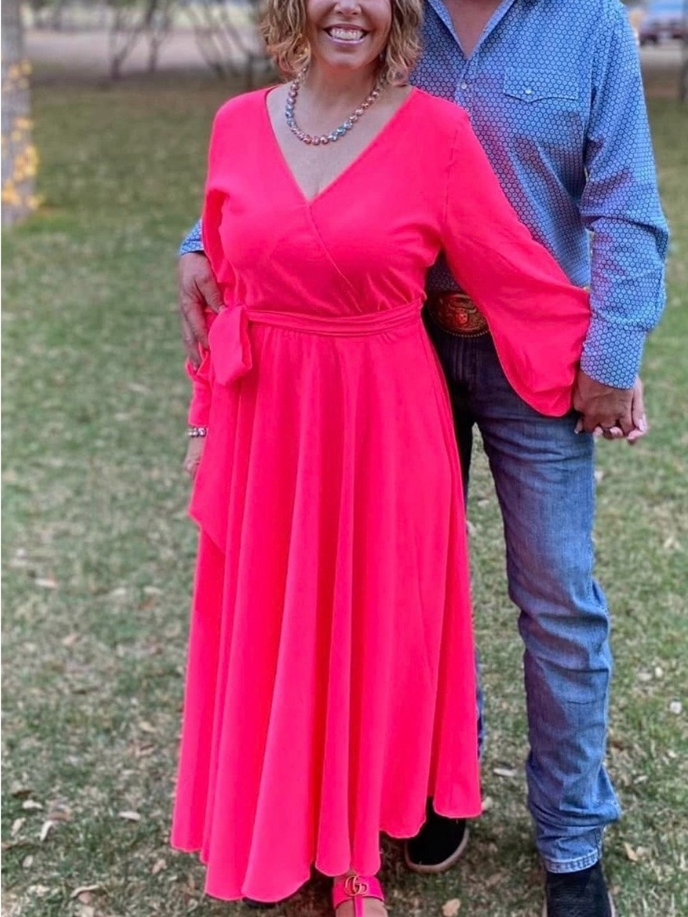 Meghan LA bright Pink Wrap Maxi Dress with Tie Waist